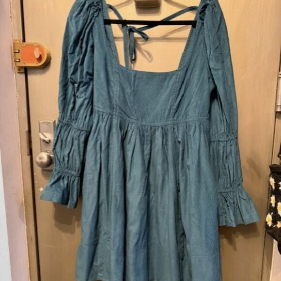 Pilcro Square-Neck Corduroy Babydoll Mini Dress - Picture 6 of 16